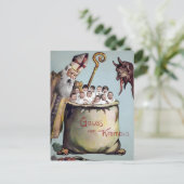  Santa en Krampus met Kinder Briefkaart (Staand voorkant)