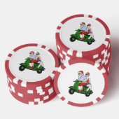 Santa en mevrouw Claus rijden op een scooter Poker Chips (Opstapeling)