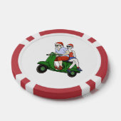 Santa en mevrouw Claus rijden op een scooter Poker Chips (Enkel)