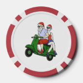 Santa en mevrouw Claus rijden op een scooter Poker Chips (Achterkant)
