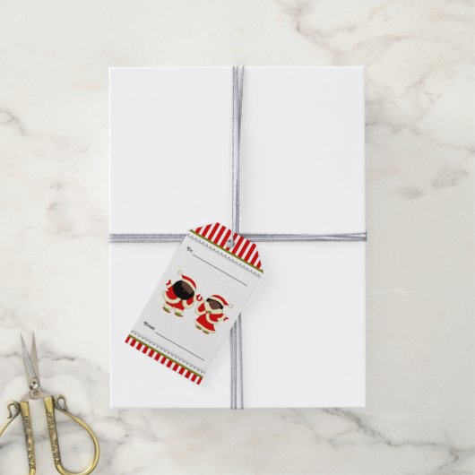 Santa en Mrs Claus Cadeaulabel (Met Touw)