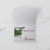 Santa en Mrs Claus, figines, pijnboompjes, Feestdagen Kaart (Binnen)