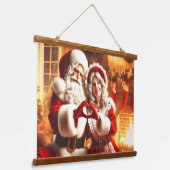 Santa en Mrs Claus Hangend Wandkleed (Gebogen)