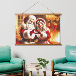 Santa en Mrs Claus Hangend Wandkleed