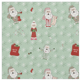 Santa en Mrs Claus in Pajama's en Nightgown Stof