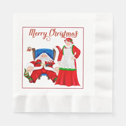 Santa en Mrs Claus Kerstmis Napkins Servet (Voorkant)