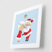 "SANTA EN MRS. CLAUS KISSING" CHRISTMAS CLOCK VIERKANTE KLOK (Hoek)