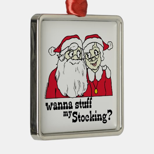 Santa en Mrs Claus Metalen Ornament (Rechts)