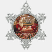 Santa en Mrs Frankenmuth, MI Snowflake 1 Tin Sneeuwvlok Ornament (Voorkant)