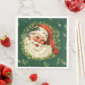 Santa en Pine Krans Diner Papier Servet (Insitu)