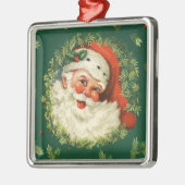  Santa en Pine Wreath Metalen Ornament (Links)