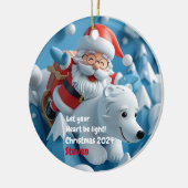 Santa en Polar Beer Gepersonaliseerd Ornament (Links)