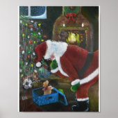 Santa en Puppy, Kerstmis Poster (Voorkant)