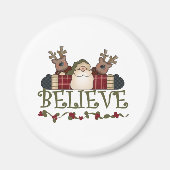 Santa en Reindeer Believe Magneet (Voorkant)