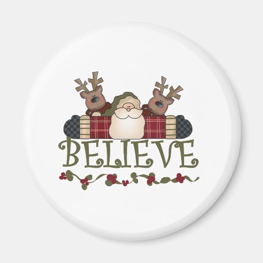 Santa en Reindeer Believe Magneet (Voorkant)