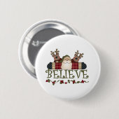 Santa en Reindeer Believe Ronde Button 5,7 Cm (Voorkant /achterkant)