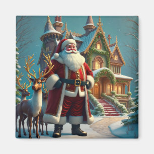 Santa en Reindeer Magnet