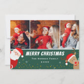 Santa en Reindeer Merry 3 Foto Feestdagenkaart (Voorkant)