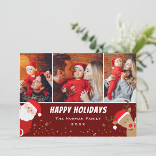 Santa en Reindeer Merry 3 Foto Feestdagenkaart