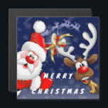 Santa en Reindeer Merry Christmass Happy Cartoon<br><div class="desc">"Ho Ho Ho! Kerstmis is hier! Vrolijk kerstman voor iedereen!" Fijne en Cute Santa met duim omhoog,  die Kerstmis vieren met zijn Boeddy,  de Funny Reindeer - Cartoon Characters. Ontwerp onder exclusieve © BluedarkArt.</div>