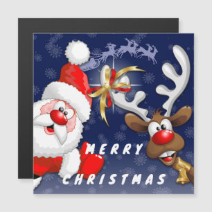 Santa en Reindeer Merry Christmass Happy Cartoon