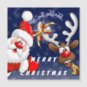 Santa en Reindeer Merry Christmass Happy Cartoon (Voorkant)