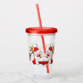 Santa en Reindeer Merry Christmass Happy Cartoon Acryl Drinkbeker (Links)