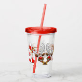 Santa en Reindeer Merry Christmass Happy Cartoon Acryl Drinkbeker (Achterkant)