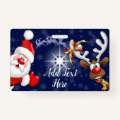 Santa en Reindeer Merry Christmass Happy Cartoon Badge (Achterkant)