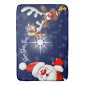 Santa en Reindeer Merry Christmass Happy Cartoon Badmat (Voorkant Verticaal)