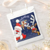 Santa en Reindeer Merry Christmass Happy Cartoon Bedankzakje (Geknipt)