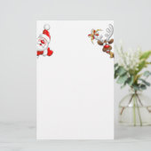 Santa en Reindeer Merry Christmass Happy Cartoon Briefpapier (Staand voorkant)