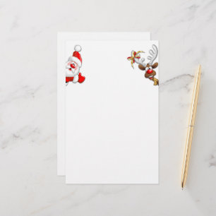 Santa en Reindeer Merry Christmass Happy Cartoon Briefpapier