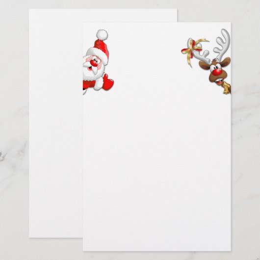 Santa en Reindeer Merry Christmass Happy Cartoon Briefpapier (Voorkant / Achterkant)