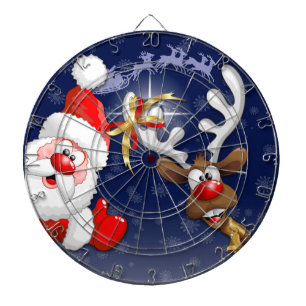 Santa en Reindeer Merry Christmass Happy Cartoon Dartbord