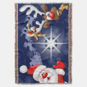 Santa en Reindeer Merry Christmass Happy Cartoon Deken (Voorkant Verticaal)
