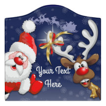 Santa en Reindeer Merry Christmass Happy Cartoon