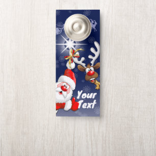 Santa en Reindeer Merry Christmass Happy Cartoon Deurhanger