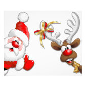 Santa en Reindeer Merry Christmass Happy Cartoon Foto Afdruk (Voorkant)