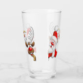 Santa en Reindeer Merry Christmass Happy Cartoon Glas (Links)