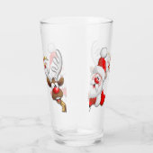 Santa en Reindeer Merry Christmass Happy Cartoon Glas (Rechts)
