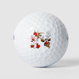 Santa en Reindeer Merry Christmass Happy Cartoon Golfballen