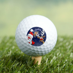 Santa en Reindeer Merry Christmass Happy Cartoon Golfballen