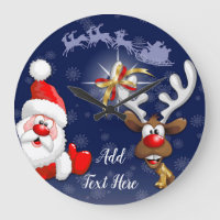 Santa en Reindeer Merry Christmass Happy Cartoon
