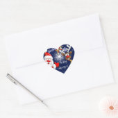 Santa en Reindeer Merry Christmass Happy Cartoon Hart Sticker (Envelop)