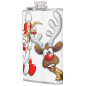 Santa en Reindeer Merry Christmass Happy Cartoon Heupfles (Links)