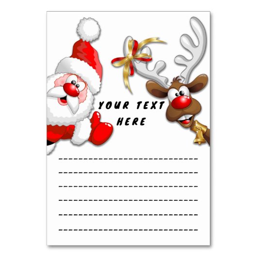 Santa en Reindeer Merry Christmass Happy Cartoon Kaart (Voorkant)