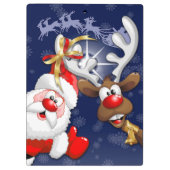 Santa en Reindeer Merry Christmass Happy Cartoon Klembord (Achterkant)
