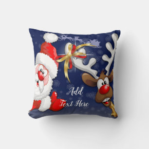 Santa en Reindeer Merry Christmass Happy Cartoon Kussen
