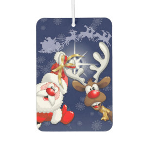 Santa en Reindeer Merry Christmass Happy Cartoon Luchtverfrisser
